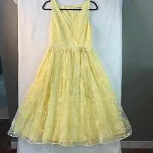 Yellow Lace Fit-and-Flare Dress